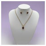 Amethyst faceted crystal necklace earrings