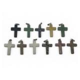 11 onyx cross pendants-jade, etc
