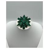 Emerald crystal rhinestone cocktail brooch