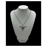 Turquise silver steer head necklace