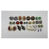 16 pairs vintage earrings-lucite, disco, etc