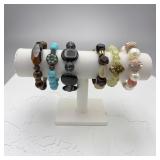 6 turquoise stone lucite etc bracelets