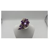 Elegant crystal amethyst cocktail brooch