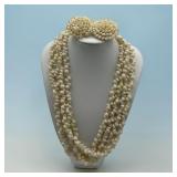 MC shell necklace & medallion earrings set