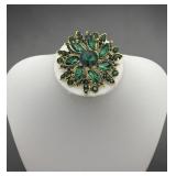 Emerald crystal petal cocktail brooch