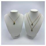 Emerald, aquamarine crystal necklaces