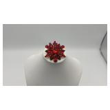 Ruby crystal rhinestone brooch