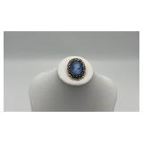 Sapphire blue cameo brooch