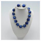 MC moonglow cobalt blue necklace earrings