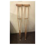 Pair of Adjustable Wooden Crutches