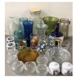 Glassware Lot - Jars, Decanter, Glasses etc