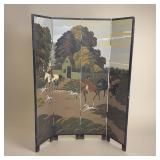 4 panel hand painted fox hunt scene divider