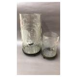 2 Glass / Metal Candleholders 7.5' & 12.5'