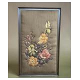 Early hand stitched in relief fabric art