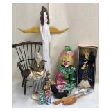 Clown, Wood Angel, Lady Figurine and More