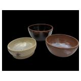 3 pottery bowls one beehive