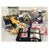 Misc Lot - Art Supplies, Bird House, Busch Mug etc