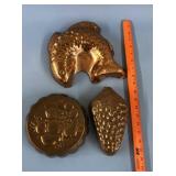 3 Copper Jello Molds