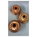 3 Copper Jello Molds 9'