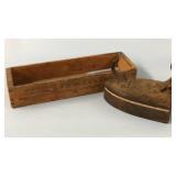 Antique Cheese Box and Sad Iron