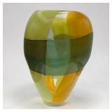 12' art glass multi color pear vase