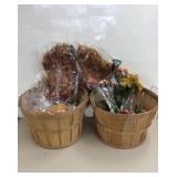2 Apple Baskets with Faux Fall Greenery