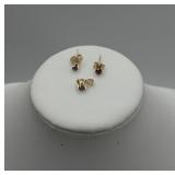14K gold ruby earrings & pendant .81g