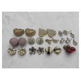 12 pairs earrings-pearl, lucite, opal etc