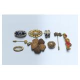 Brooches & stick pins-enamel, porcelain