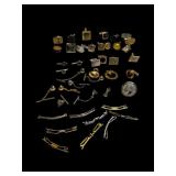Large lot of mixed cuff links and tie tack parts