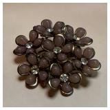 Vintage floral, amethyst rhinestone brooch