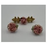 Rose brooch and earrings