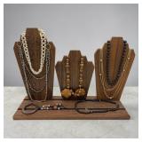 7 vintage pearl, gold ball, beaded necklaces