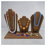 7 vintage ball, lucite, cabochon necklaces