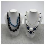 4 ball, turquoise agate & gold tone necklaces