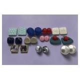 12 pairs vintage earrings- lucite metal etc