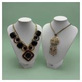 Scribed bone & deco feceted necklaces