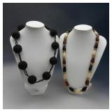 Beaded black ball & lucite teardrop necklace