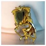 Retro Fancy Dress Lady Vanity Mirror Brooch