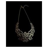 Elegant Gold Tone Scroll Work Collar Necklace