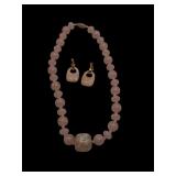 Pink Translucent Lucite Necklace and earrings