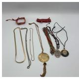 Necklaces and bracelets-beaded, gold tone etc