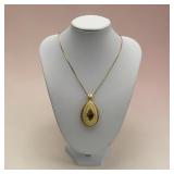 Rose cameo teardrop pendant necklace
