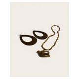 Vintage wood necklace and earring set