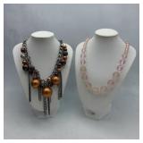 Vtg beaded solar system & lucite ball necklaces