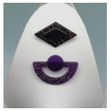 2 retro acrylic brooches - disco
