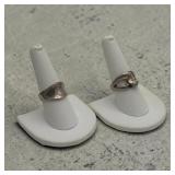 2 deco sterling rings 925