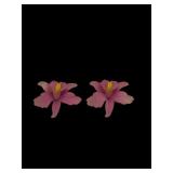 Pair early pastel orchid flower brooches