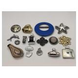 Necklace pendants & scarf clips/buckles lot