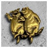Dancing pig gold tone brooch